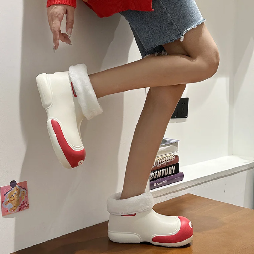 Slippers Waterproof With Fur Flufy Boots Black Fluffy Women S Platform Mini Boots Bootie Slippers