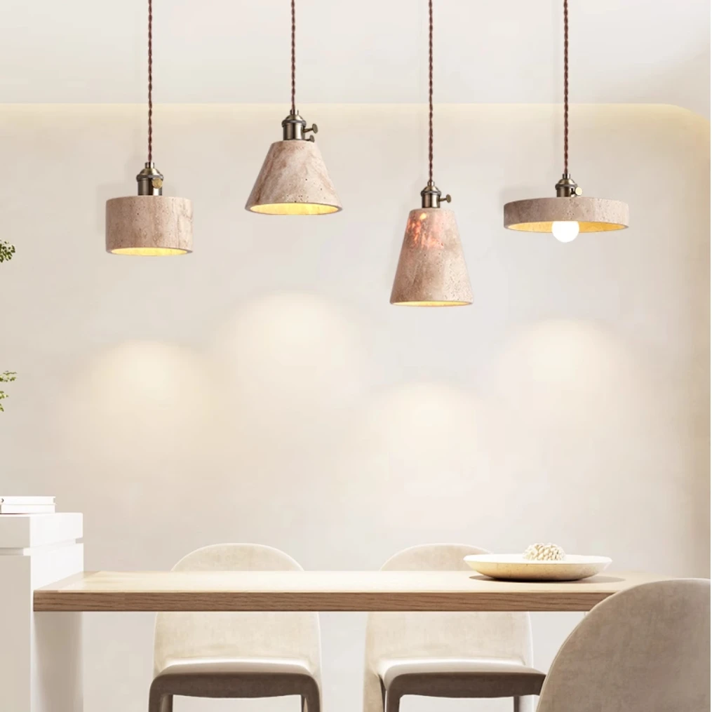 D7471 Wabi-sabi style travertine dining pendant lamp made in china hanging decorative lighting chandelier original design lamps