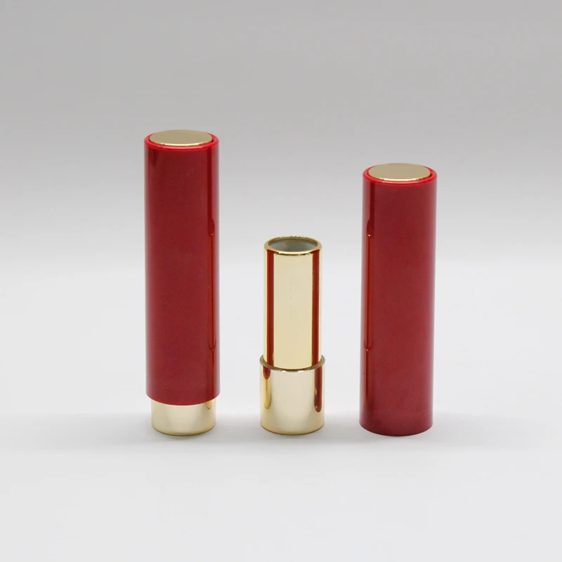 Wholesale lipstick tubes red lipstick container luxury metal lipstick tube empty plastic tube for cosmetic packaging