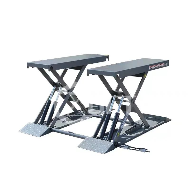 4T 1.4m Auto Mobile Scissor Car Lift 2 Cylinder Hydraulic Custom Color Scissor Lift For Garage
