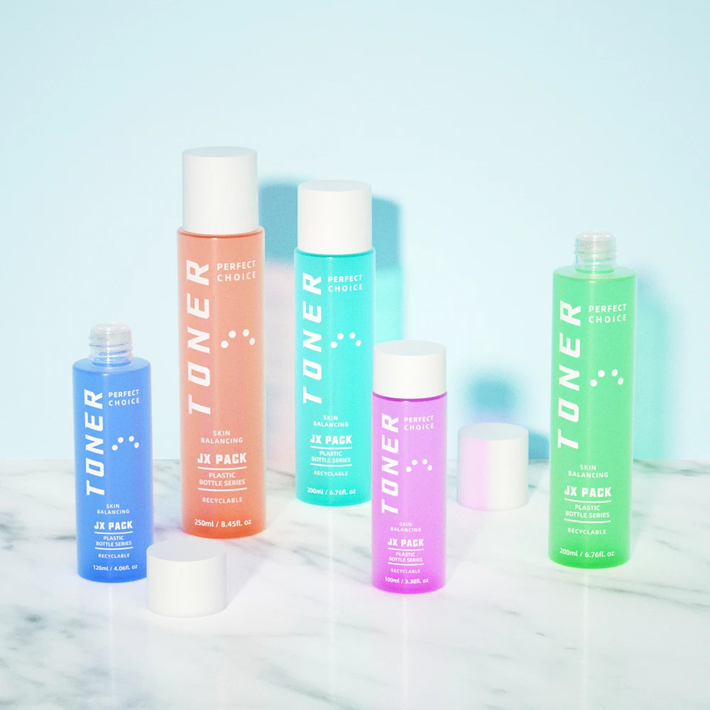 100 120 200 250 ml cylindrical cosmetic packaging PET plastic face skin toner bottle for facial toner with double wall screw cap