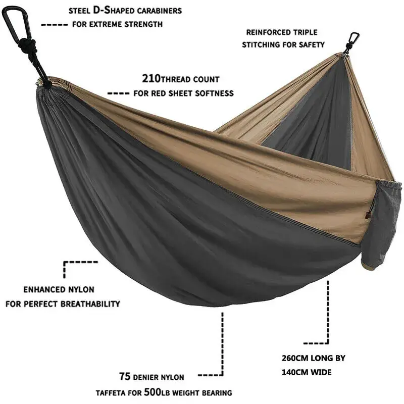In Stock Camping Hammock Tree Hammock 2 Person Portable Parachute Hammocks with tree straps