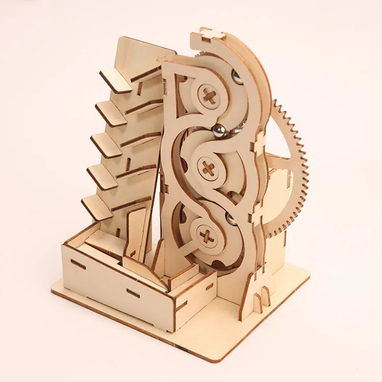 Wincent custom Wooden folk crafts solar energy mechanical gear toys wood puzzle 3d adult STEM educational