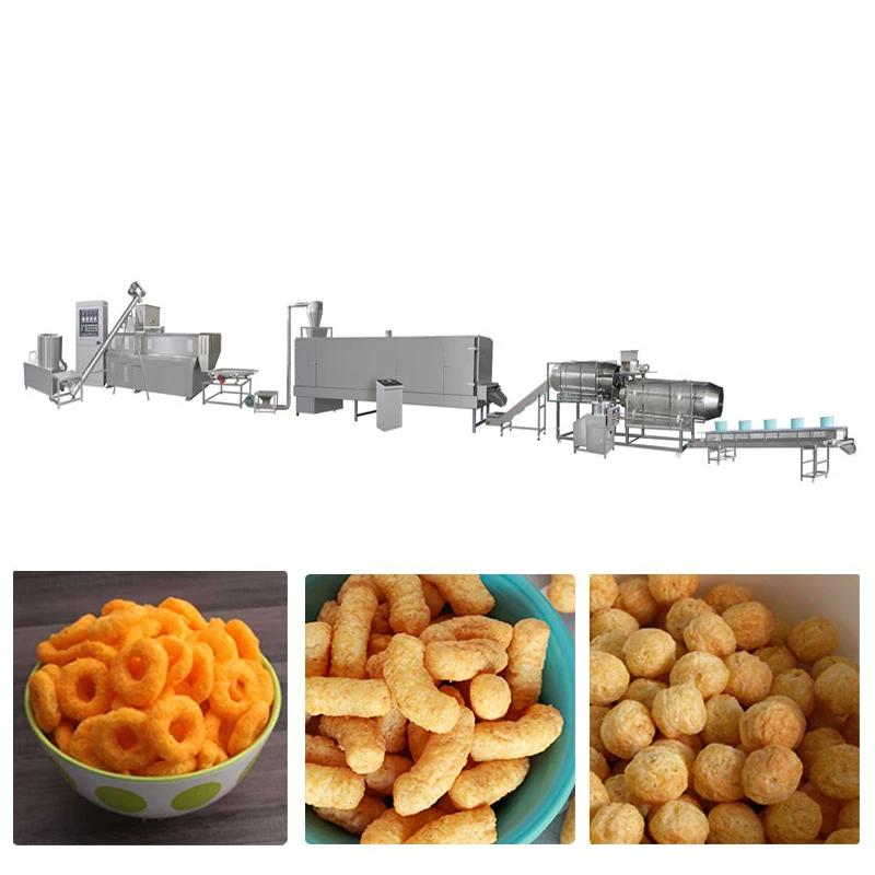 corn snack extrude cereal puffed rice cake machine crisps production line puff snack machines automatic