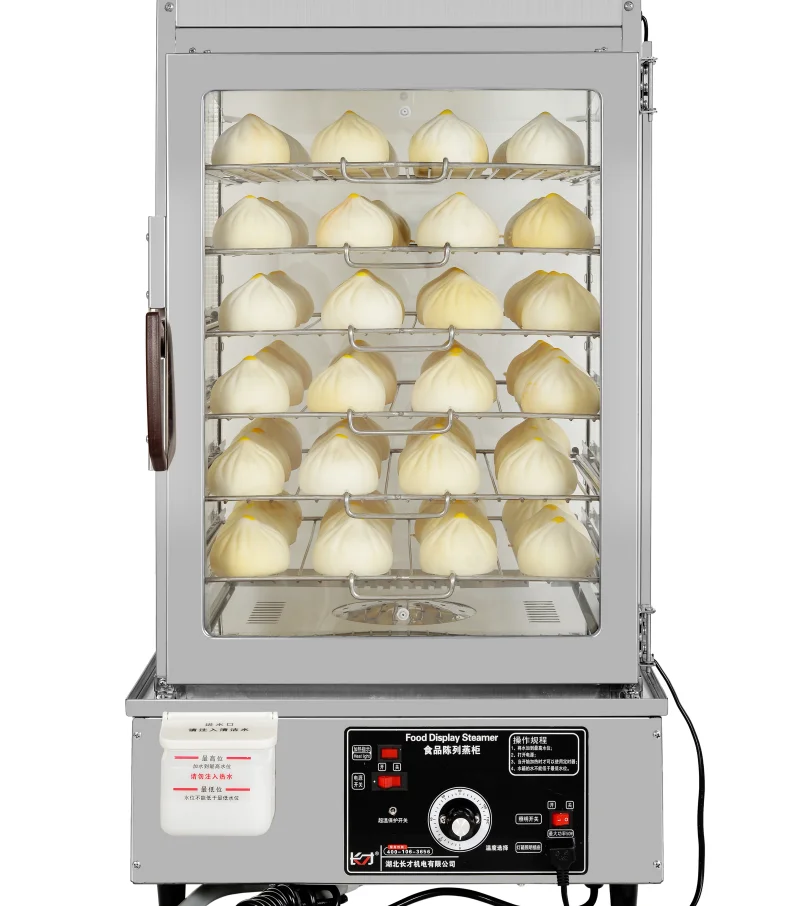 High Quality Electric Commercial Bun Steamer Display Warmer Showcase With Stainless Steel Four Sides Glass