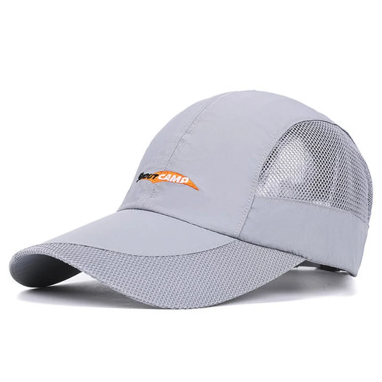 
Outdoor Men Gray Quick-Dry Polyester Sport Hat Summer Running Baseball Cap 