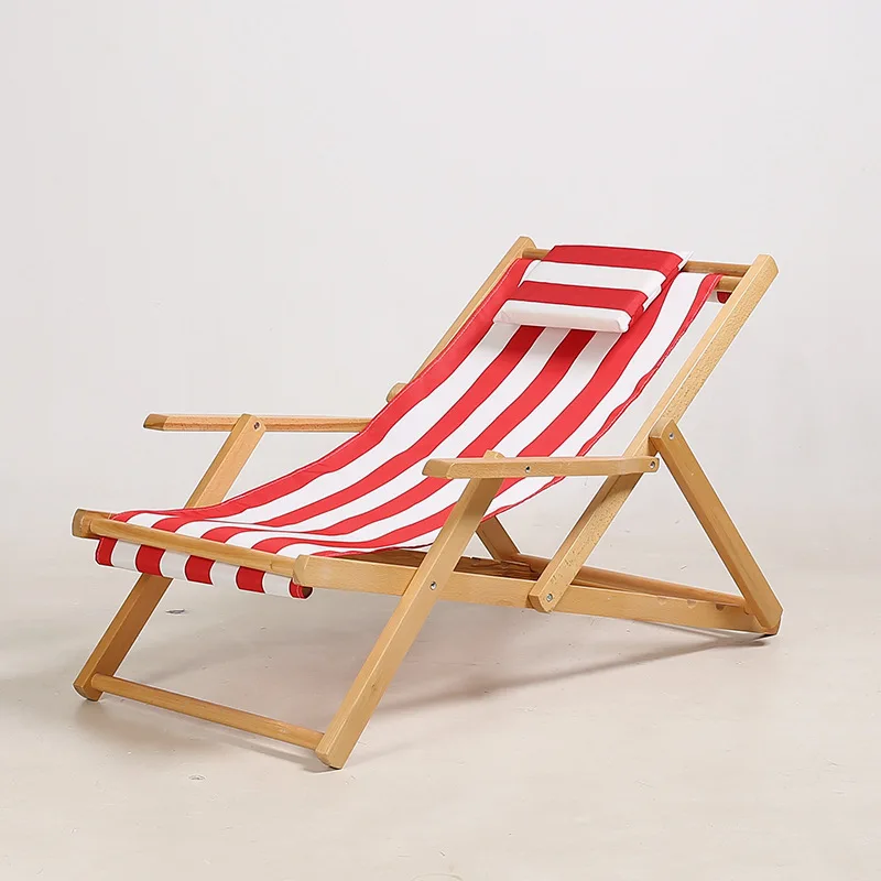  Pine Armrest Easy Recliner Oxford Canvas Flat Lounge Sling Chairs Accompanying Folding Lunch Break Portable