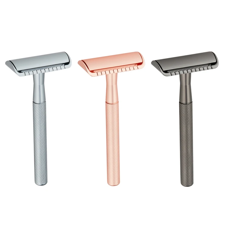 brass safety razor handle rose color razor double edge blade razor