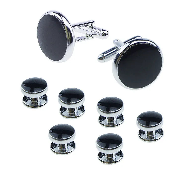 
men luxury blank cufflinks stainless steel cufflinks and studs set for tuxedo shirts business wedding 