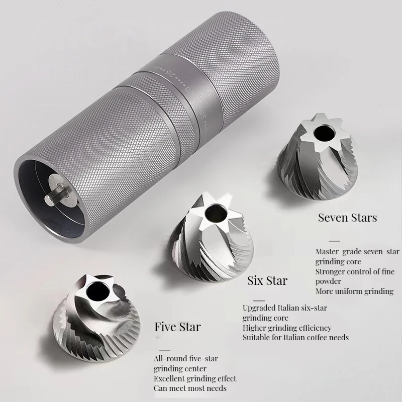 High Quality Manual Espresso Grinder Al-Alloy Coffee Grinder C2 with Modern Stainless Steel Wood Handle in Travel Bag Gift Box