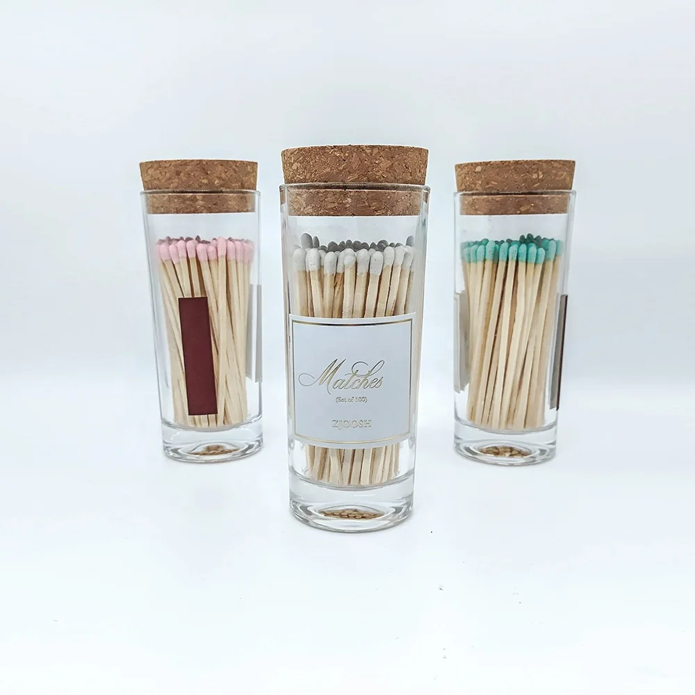 New Custom Color Match Sticks In Glass Jar Bottle Matches wooden safety matchsticks in bottle