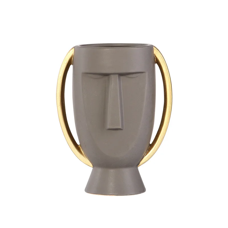 
Nordic Style Head Portrait Face Ceramic Vase Simple and Modern Furnishings Crafts Soft Outfit Decoration Ornaments 