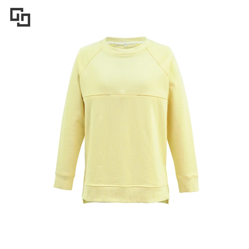 Custom Logo Crew Neck Maternity Tops Clothes Nursing Pullover 100% Bamboo Fiber Breastfeeding Sweatshirt
