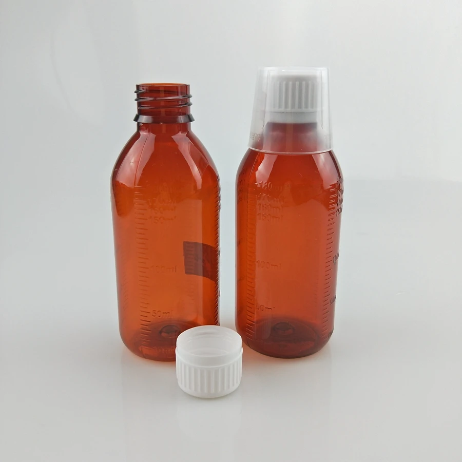 amber flat cough syrup plastic bottle 250ml,liquid medicine amber bottle