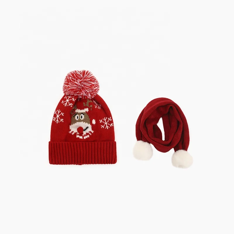 Christmas Warm Knit Wool Hat Scarf Set
