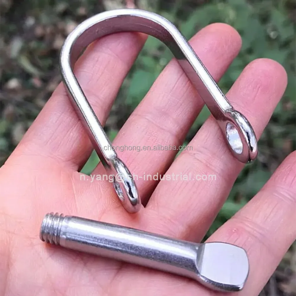 High Quality Stainless Anchor Shackle Clevis Pin Stamped Wide Dee Shackle Marine Grade Stainless Steel Flat D Shackle