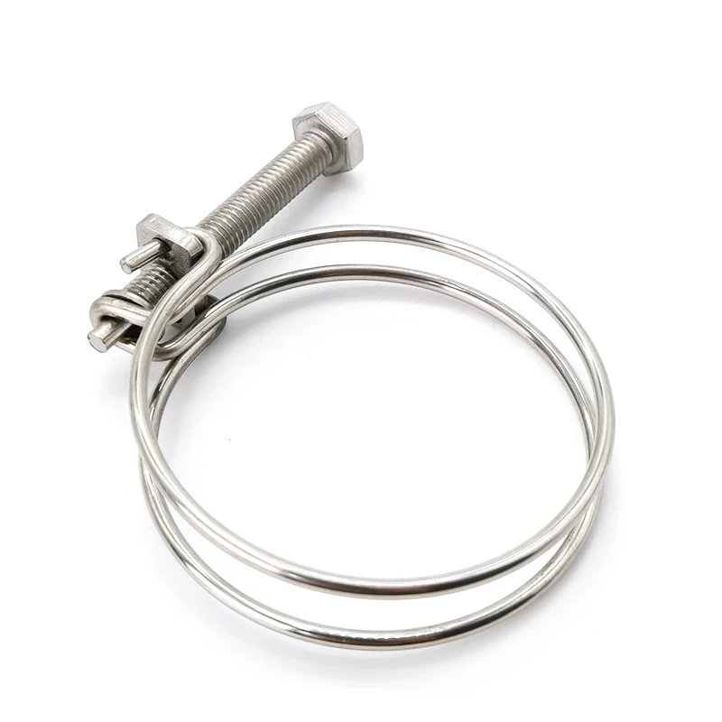 W4 Stainless Steel Double Spring Steel Wire Hose Clamp Clip for Pipe Fitting