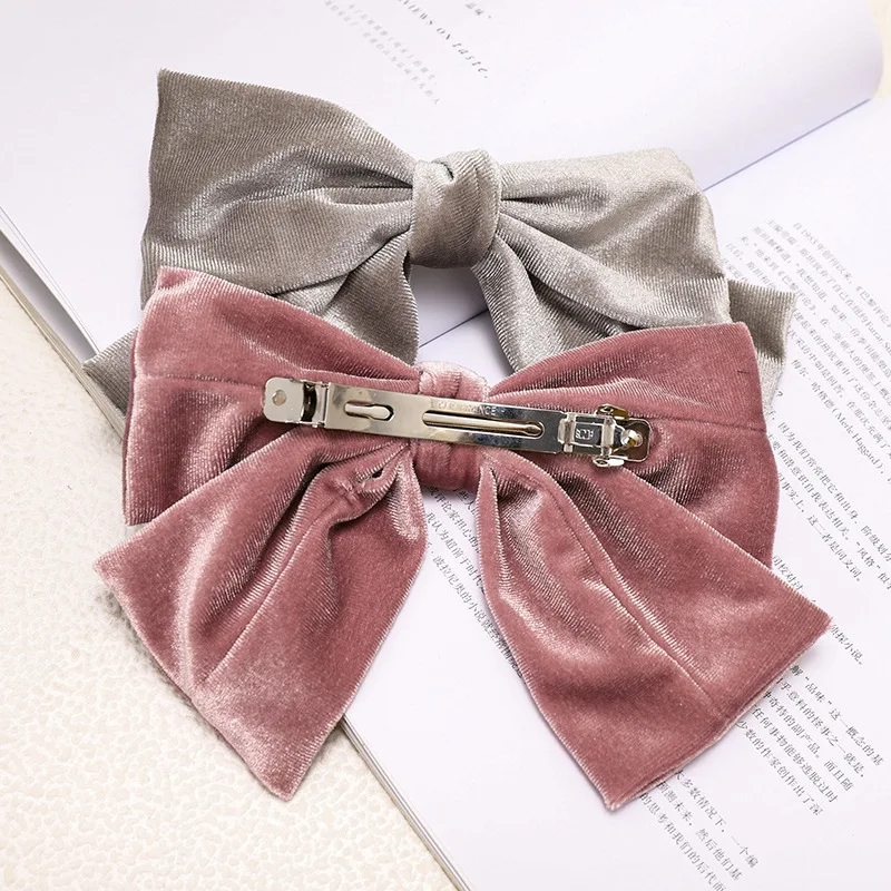 Fashion Big Korea Velvet  Bows Wholesale 12 Colors Hair Bows Clip for Girls Hair Woman Hair Accessory