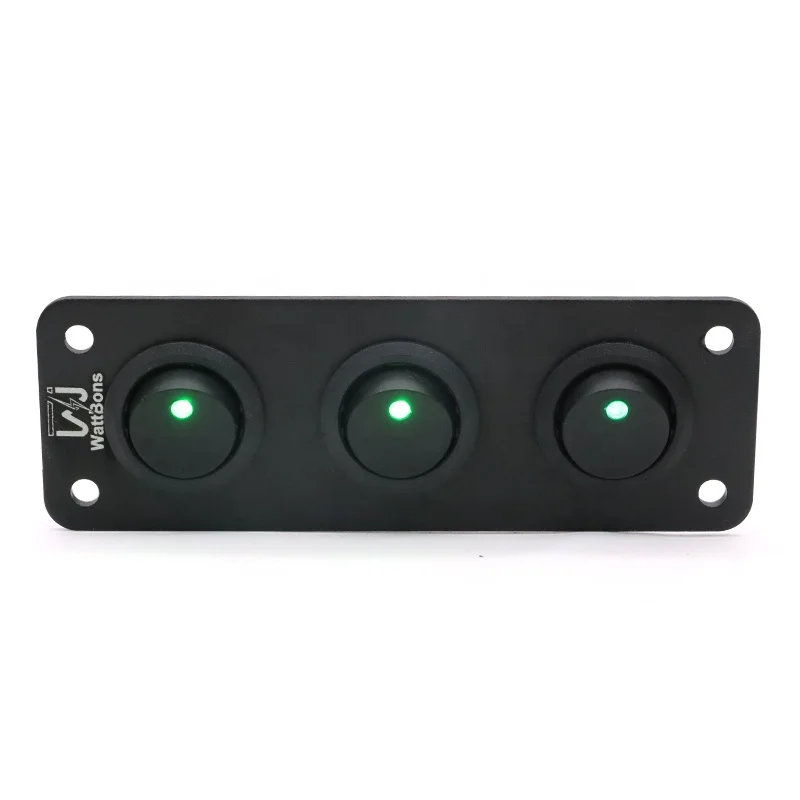 WattBons 3 Gang Round LED Toggle Switch Panel Led Rocker Switch 12V Marine Switch Panel  for Boats Cars Trucks