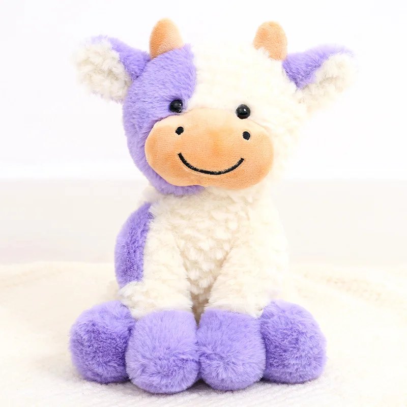 Wholesale cow plush toys black and white smiling calf sitting models birthday gift girls rag doll flowers decoration PP cotton