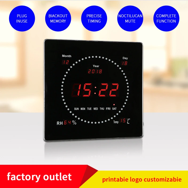 Multifunction Electronic Simple Desk Digital Humidity Alarm Clock With Calendar temperature