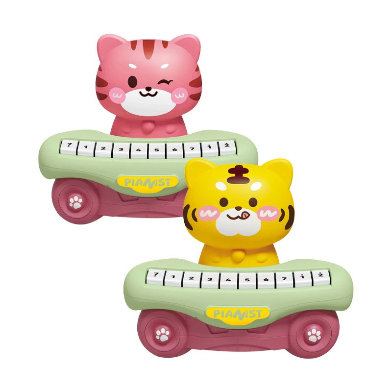 Cartoon tiger design toy musical instruments battery operated toy set small piano keyboard for baby with light up and music