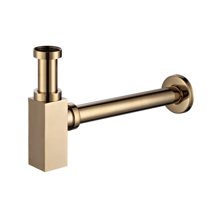 Brass Square Siphon Black P-TRAP Bathroom Vanity Basin Sink Pipe Waste Drain Bottle Trap