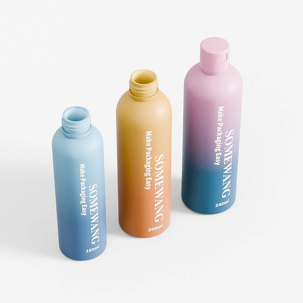 150ml 200ml 240ml Cosmo Round PET Bottle with Disc Cap for Skincare Packaging Body Lotion Bottle Shampoo and Conditioner Bottles