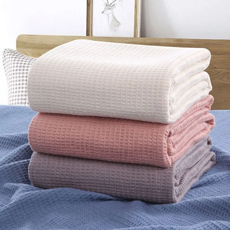 new product 2023 Blanket 100% Cotton Soft Premium Right Weight Breathable Organic Waffle Cotton knit Blanket for babies