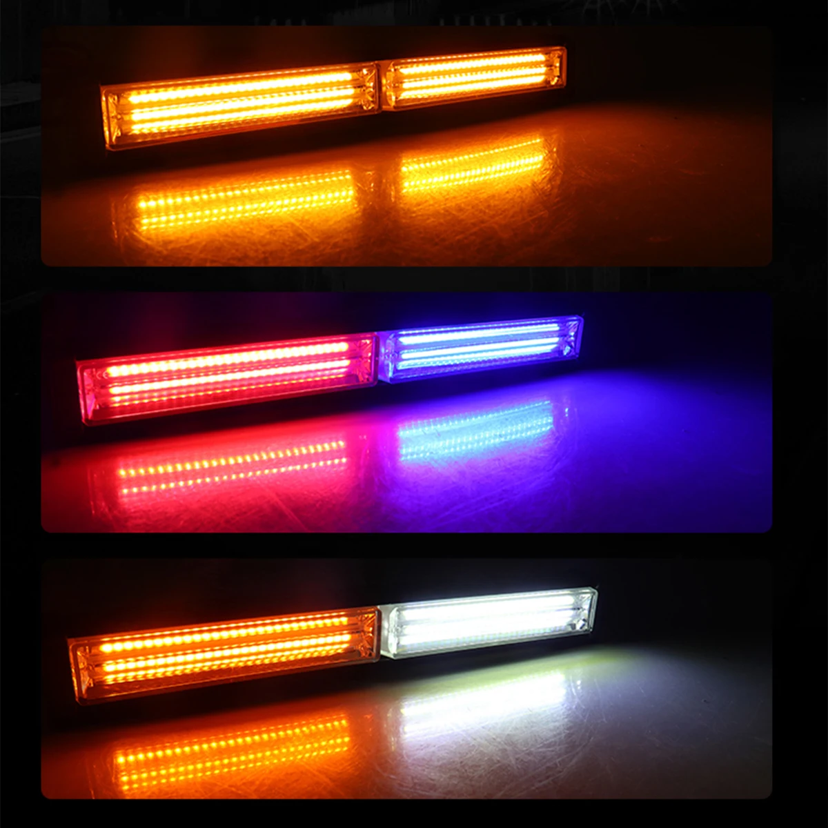 Double Color COB LED Strobe Light Flashing Modes Magnet Base Car Traffic Emergency Light Bar Hazard Warning Flash Lamp White