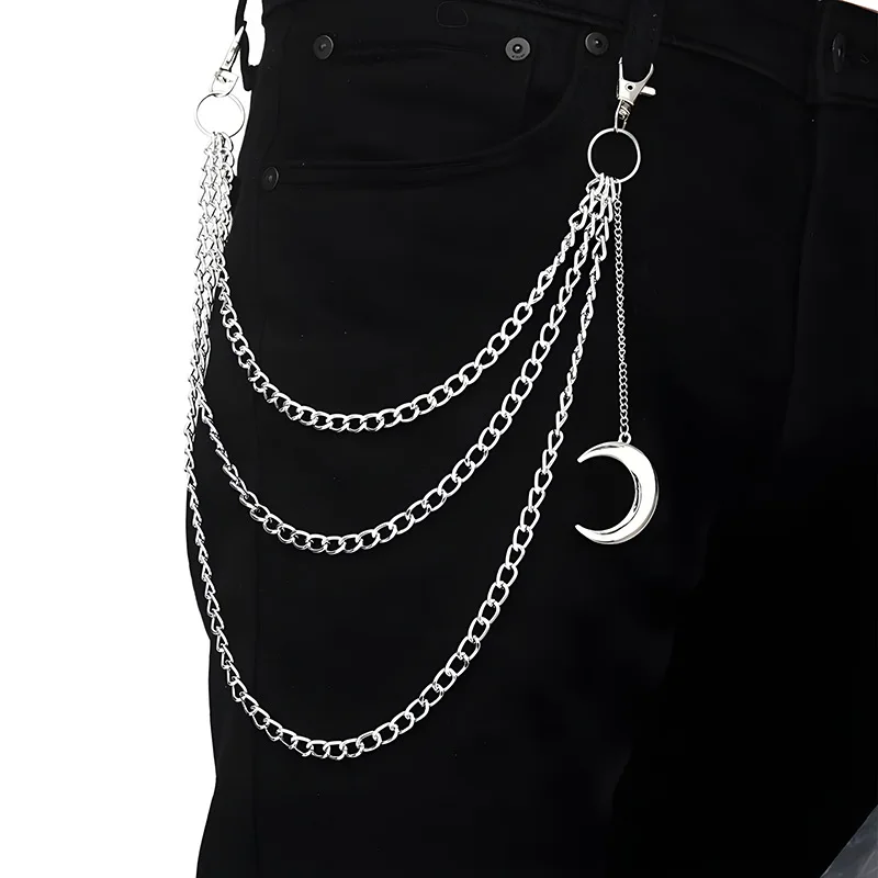 European American Retro Punk Waist Decoration Double-Sided Five-Pointed Star Pendant Hip-Hop Style Metal Multi-Layer Chain Belt