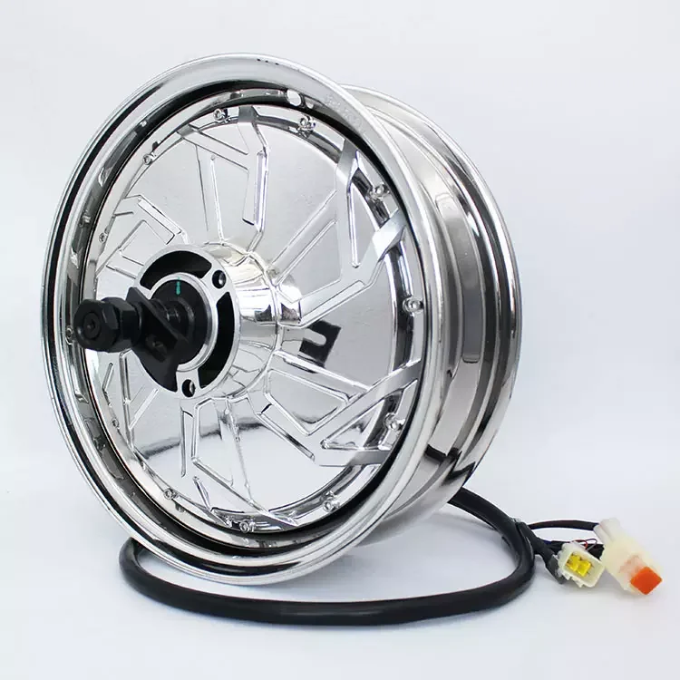 Brushless DC motor Qsmotor 12 inch 2000W electric motorcycle scooter  reinforced double Hall silver plated