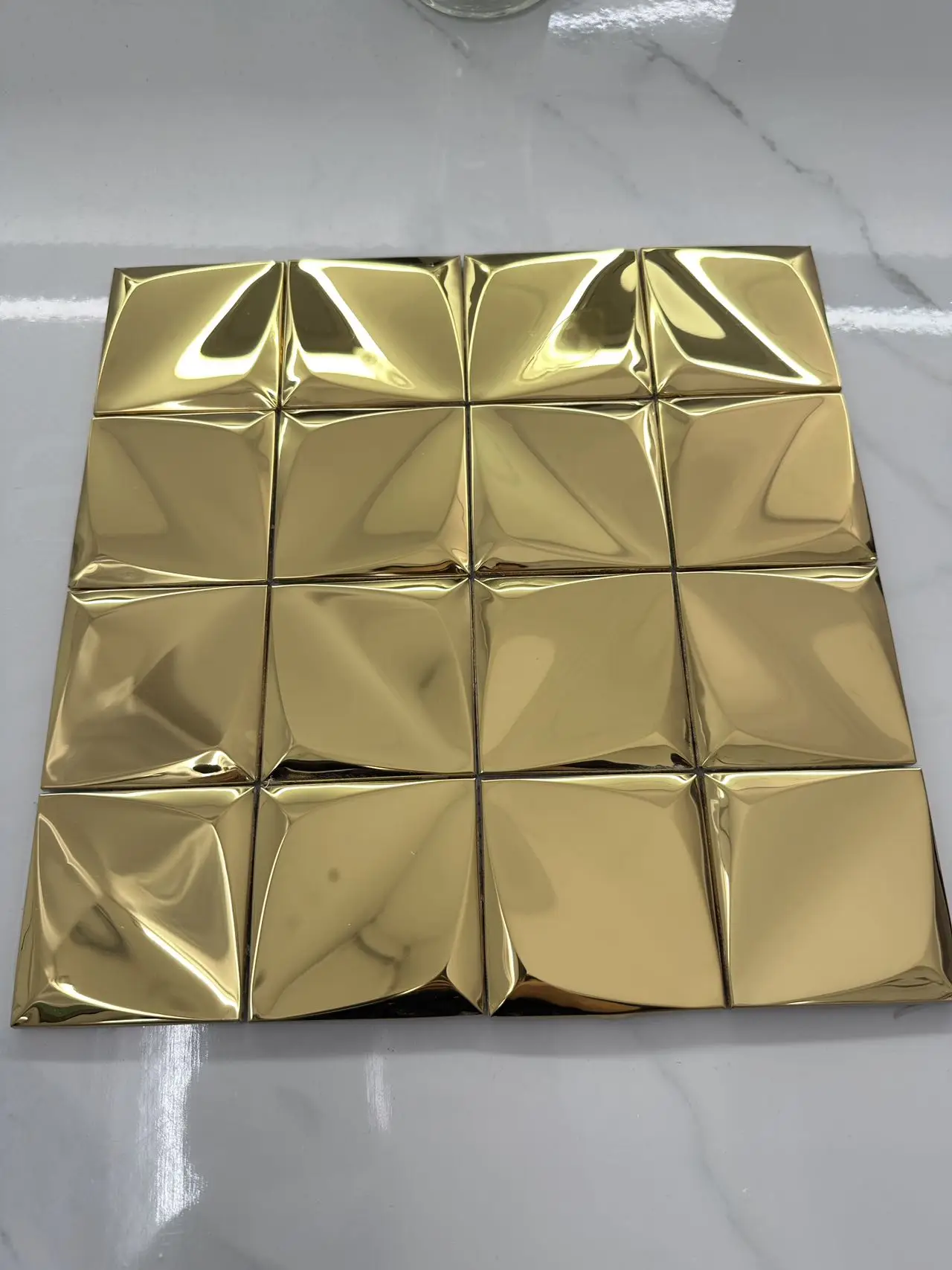 Foshan JBN Metal Stainless Steel Mosaic Gold/Rose Gold/Gray Colors For Wall Use Mesh/Self Adhesive Mounted Water-Proof Durable