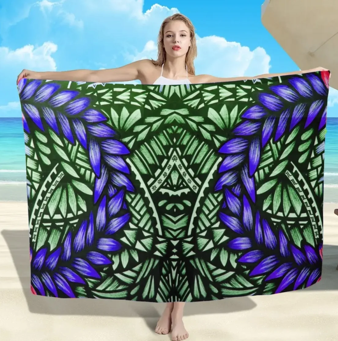 Thai Soft Women Swimsuit Cover Up Hawaiian Beach Wear Custom Pareo Sarong Lavalava Floral Wholesale For Women rayon sarong