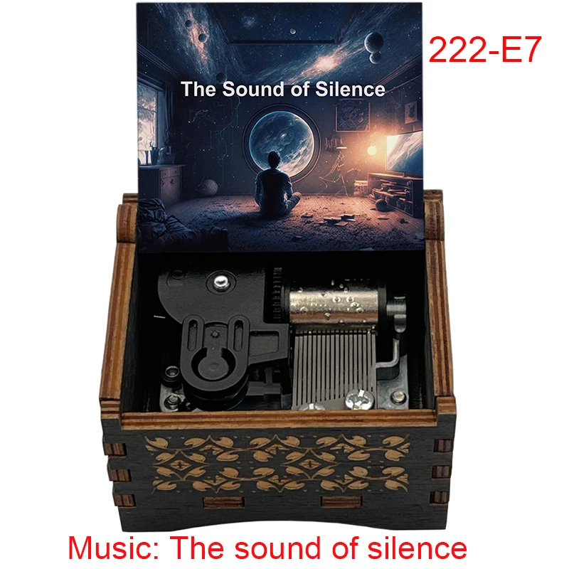 Sound of Silence Wooden Music Box 18 Note Wind Up Musical Movement Special Cute Wooden Gift for Friends Birthday