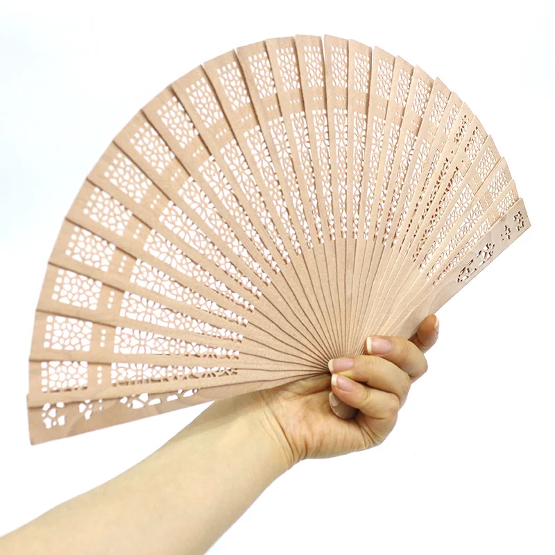 Portable Hand Fan Wooden Openwork Personal Handheld Fan Hot Sale Small Wooden Hand Held Lash Fans, Custom Logo And Package
