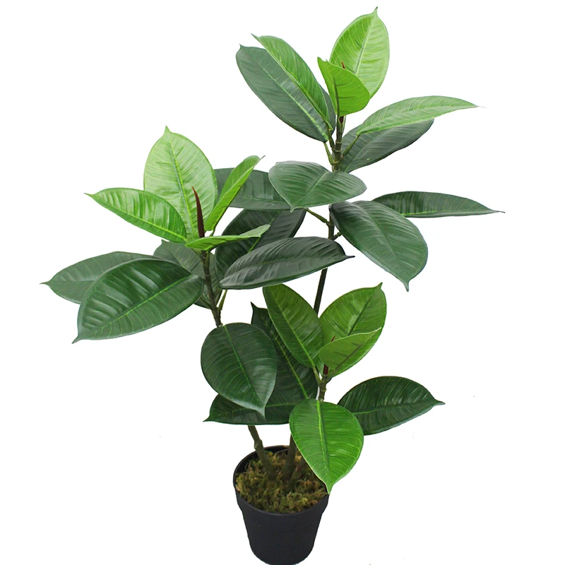 Hot Selling Simulation Green Artificial Ficus Lyrata Tree Silk Tea Bonsai Plant