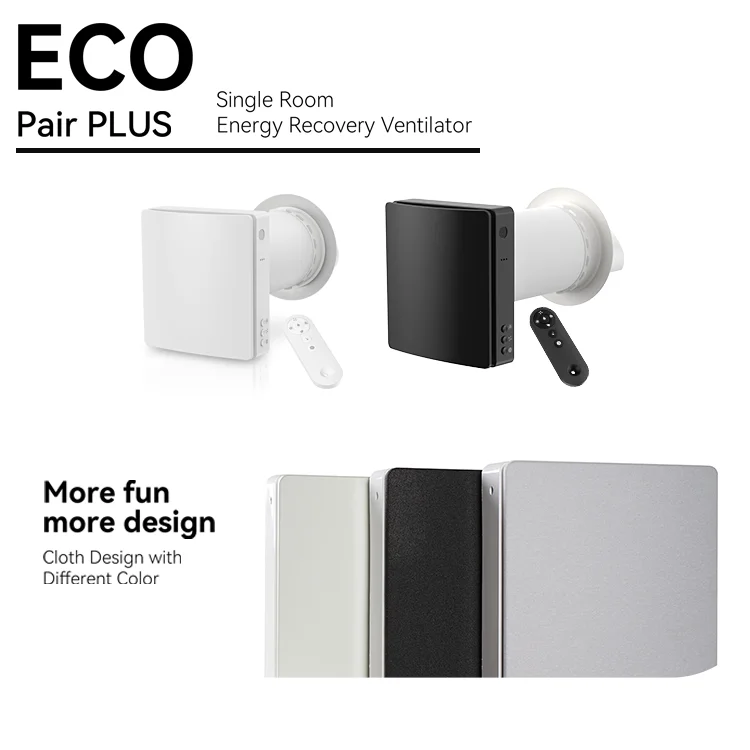 air fresh wireless operation single room erv with 98% efficient ceramic heat exchanger