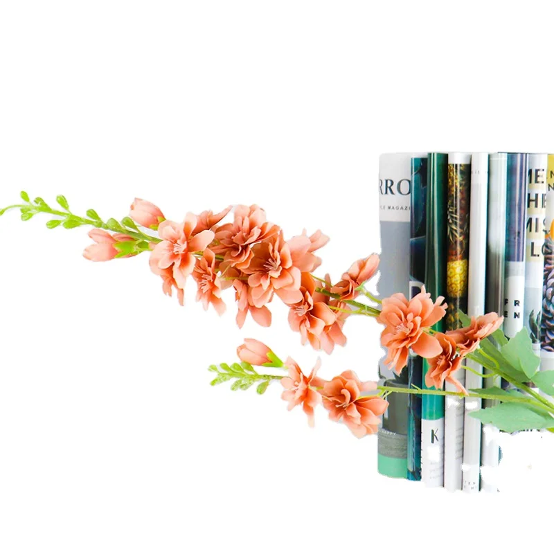 New Bifurcated Flocking Delphinium Wedding Simulation Flower Wholesale Decoration North Hyacinth Silk Flower Promotion Gift