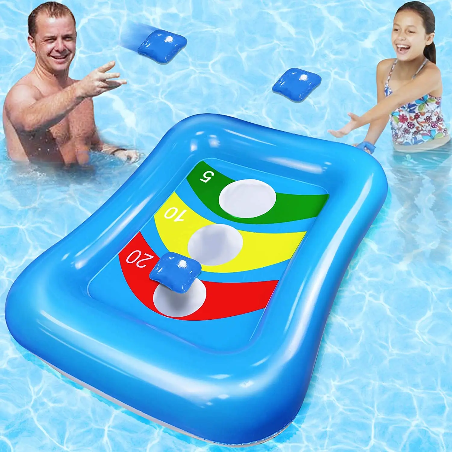 
Pool Toys Bean Bag Toss Games Inflatable Floating Board Set Toss Toys for Kids 