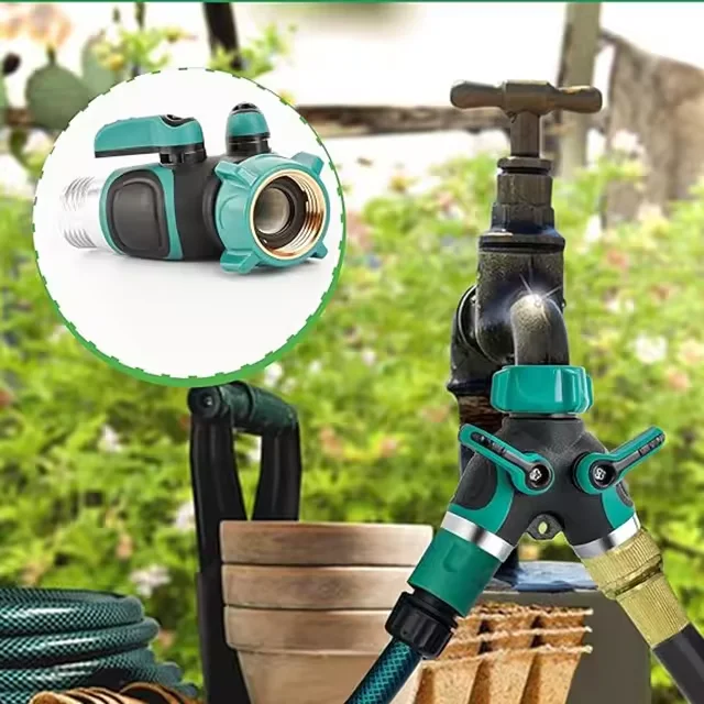 New Arrival Wholesale 2 Way Y Metal and Plastic Garden Hose Splitter with Shut-off Valve