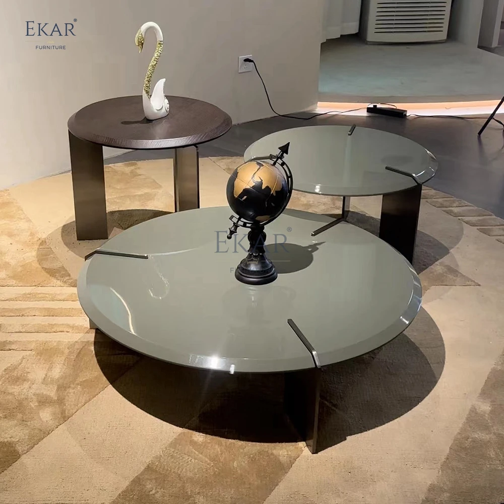 Modern Design round Living Room Coffee Table Set Stylish Practical Furniture with Solid Wood Combination for Home or School Use