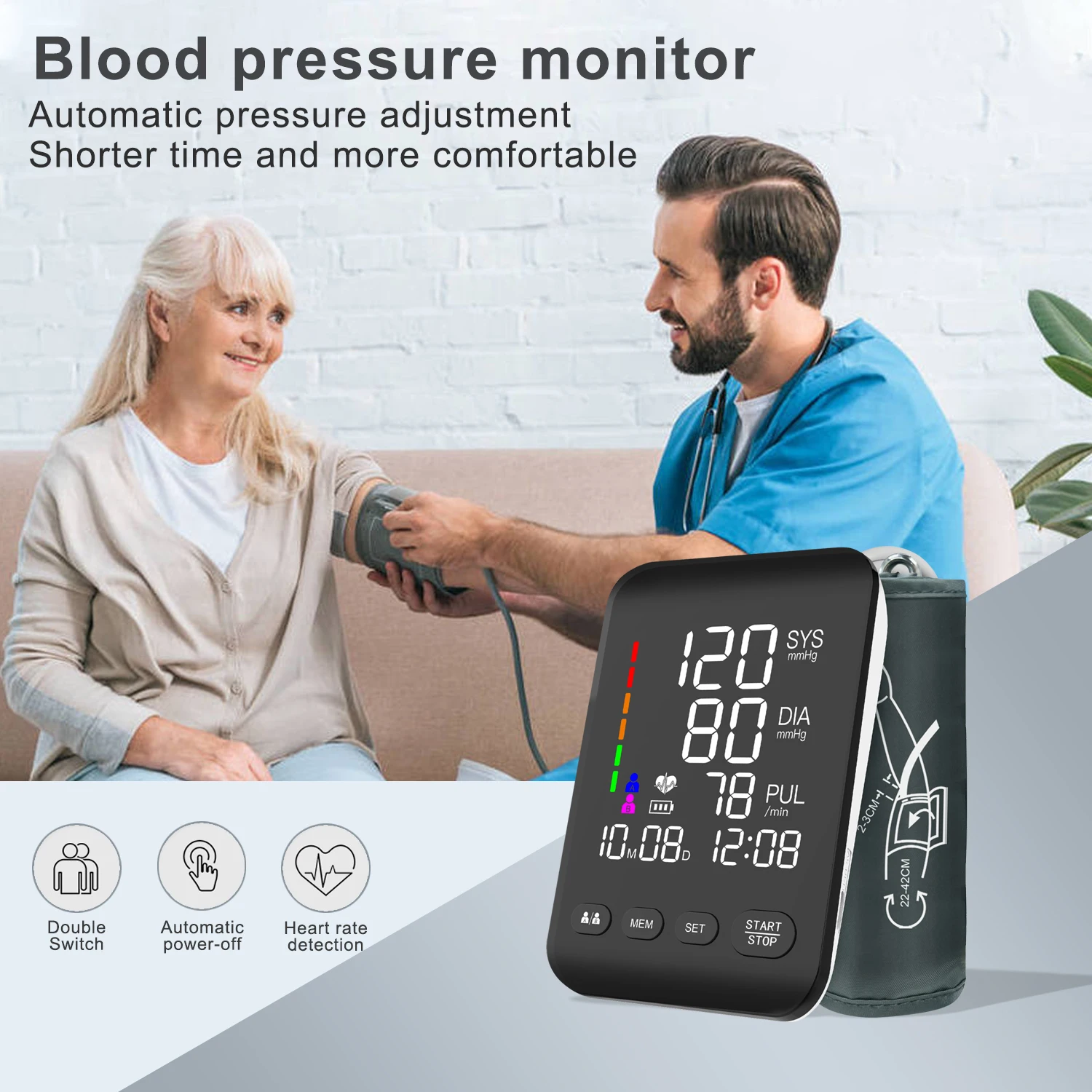 BP Machine Digital Blood Pressure Monitors Electric Portable Sphygmomanometer Smart Upper Arm Blood Pressure Machine