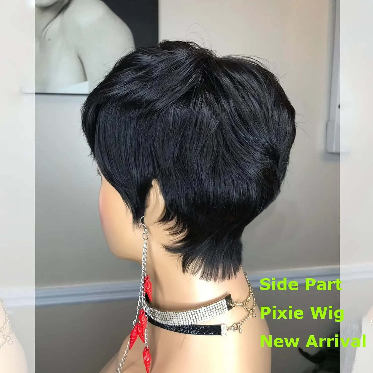 Pixie Cut Wigs for Black Women Human Hair Short  Bob  Brazilian  Hair Side bang Pixie HairCut Wigs Glueless Wigs