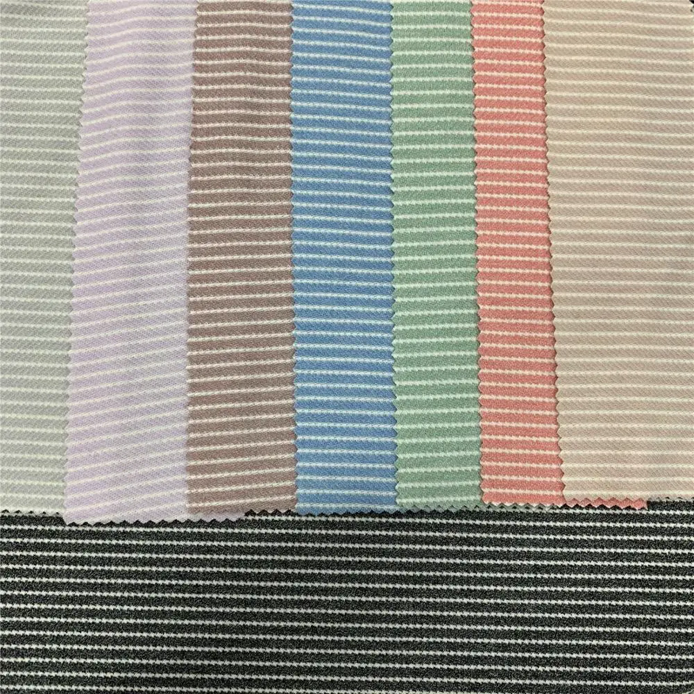 StockLot Factory Direct Selling Yarn Dyed Striped Full Color Selection 1X1 Rib Knit Fabric TR Rib For Woman