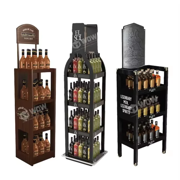 High Quality Customized Drink Beer Wine Water Bottle Display Rack Metal Display Stand Retail Floor Display Stand
