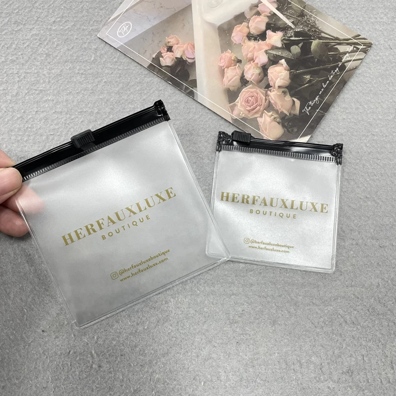 Custom Logo Fashion Earring Rings Plastic Zipper Bag Packaging Frosted PVC Jewelry Cosmetics Zip Lock Bag Pouch