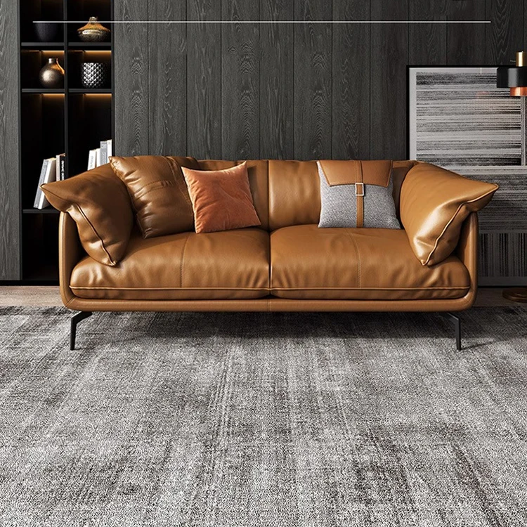 Light luxury leather sofa living room modern simple 1+2+3 sofa combination modern home furniture sofa set