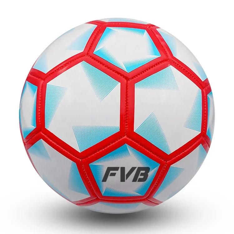 Blue Red PVC soccer ball promotional football size 5