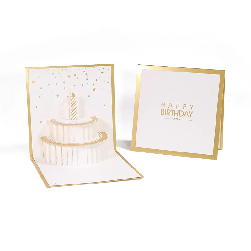 
New design hot stamping pop up birthday greeting cards 